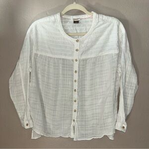 Anthropologie White Textured Button-Down Shirt
